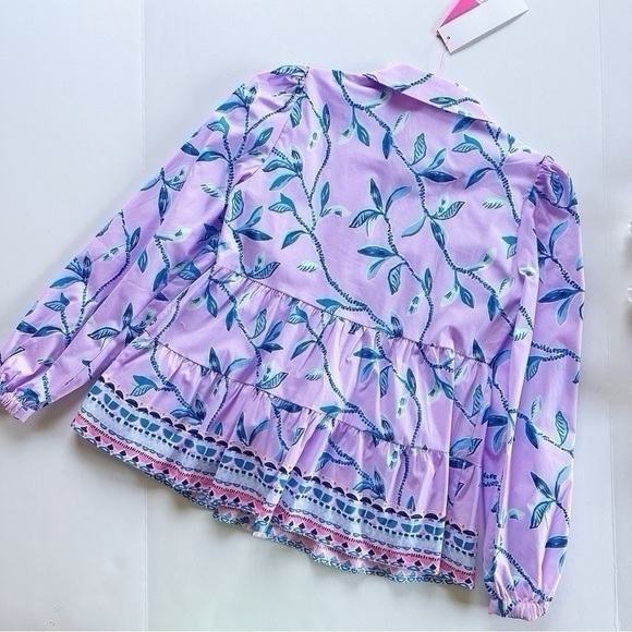 Lilly Pulitzer Women’s Kennia Stretch Top Purple Iris Slathouse Jungle - Picture 4 of 5